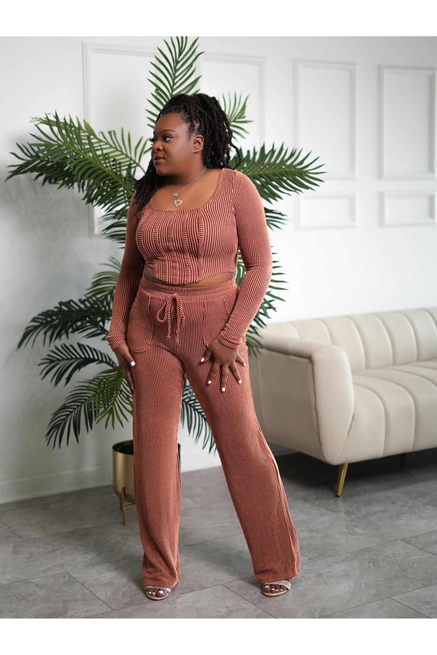 PRIME RIBBED 2 PIECE PANTS SET