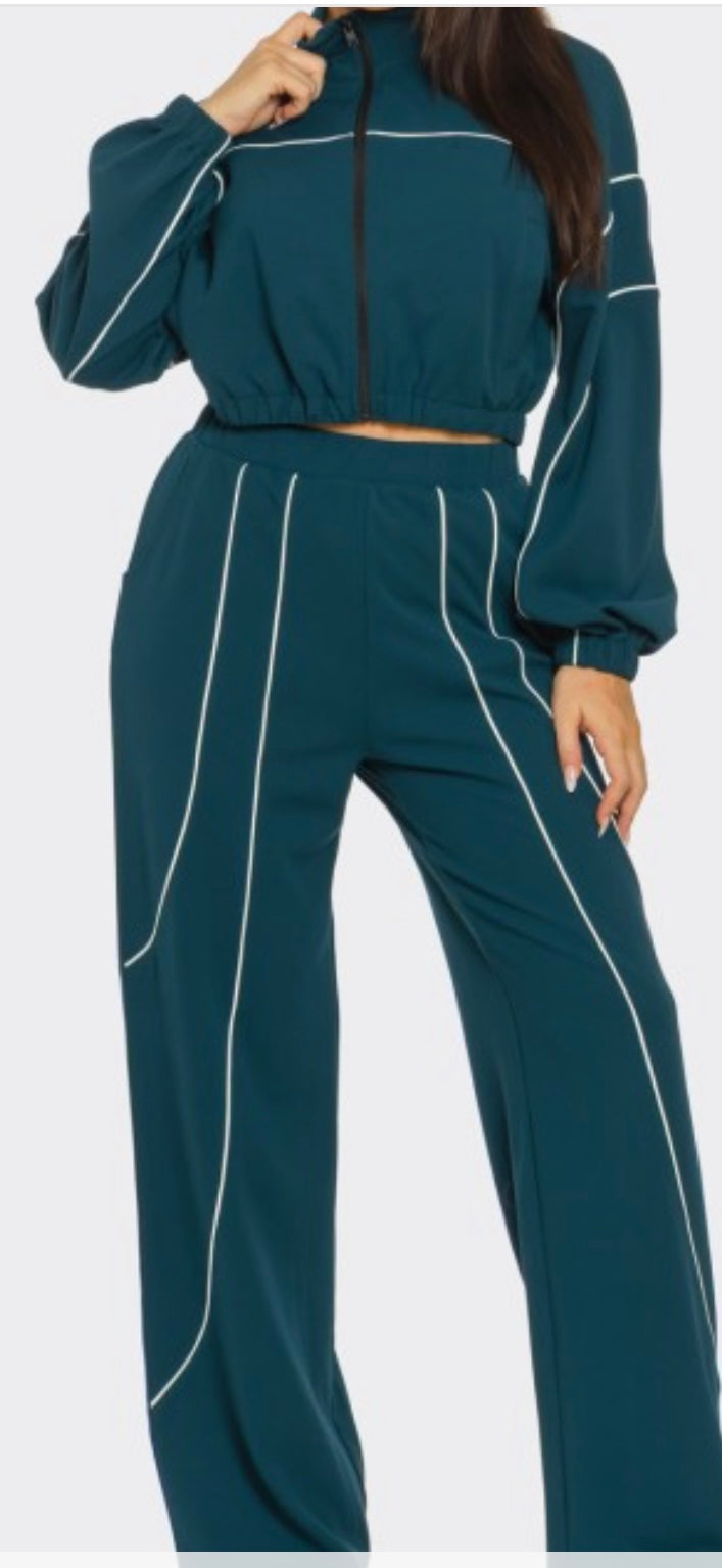 PIPPING STRIPES JACKET AND PANTS SET