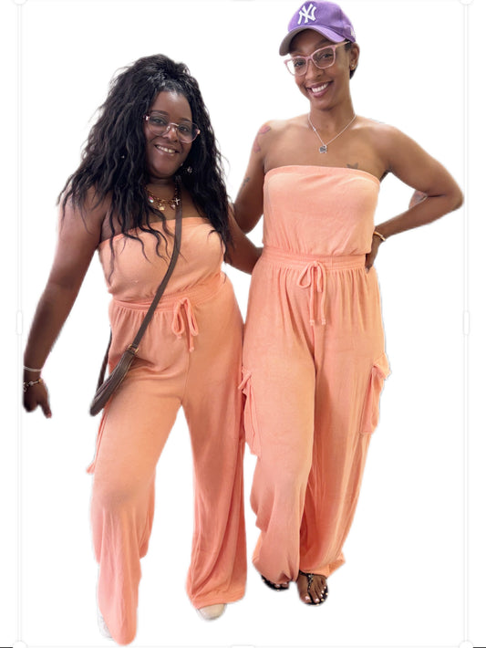 Peachy Keen Cargo Jumpsuit 🍑